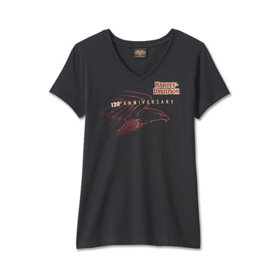 Womens 120th Anniversary United V-Neck Tee - Black Beauty