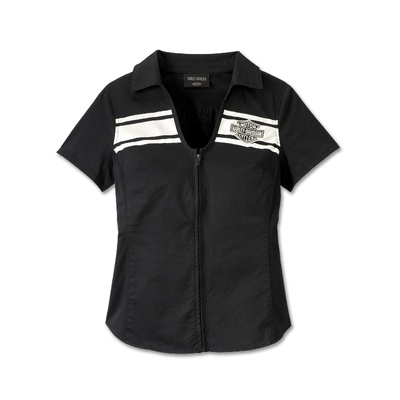 Womens Champion Club Zip Front Shirt - Black Beauty