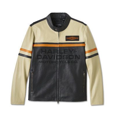 Harley-Davidson City Limits Leather Jacket - Colorblock - Harley Black &amp; Pale Khaki