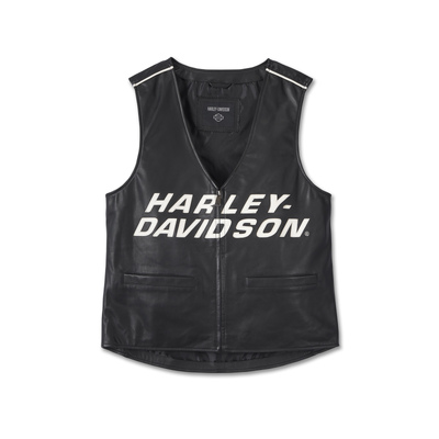 Harley-Davidson Mens Factory Leather Vest - Black Beauty