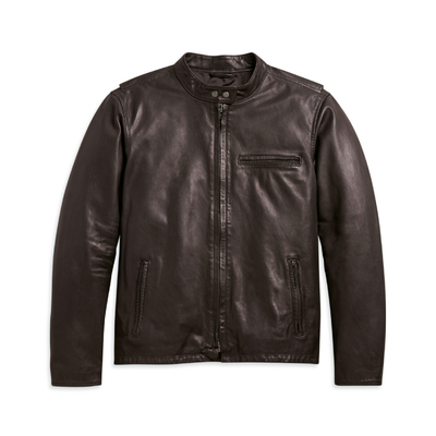 Cafe Racer Leather Jacket - Brown