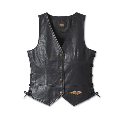 Womens 120th Anniversary Laced Side Leather Vest - Black