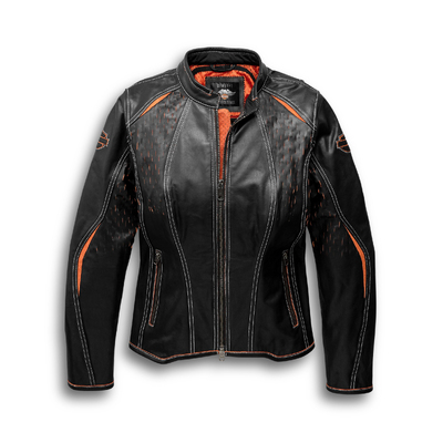 Womens Harker Perforated Leather Jacket with Coolcore Technology - Black