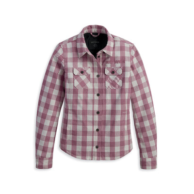 Womens Operative Riding Shirt Jacket - PLAID-DUSKY ORCHID