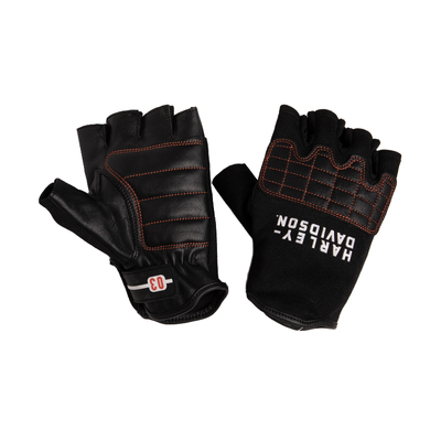 Mens Compass Fingerless Mixed Media Gloves - Black