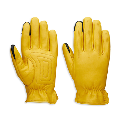 Harley-Davidson Mens The Valley H-D ADV Leather Gloves - Yellow