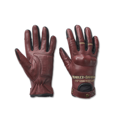 Womens 120th Anniversary Cycle Queen Leather Gloves - Merlot