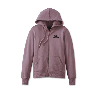 Womens Special Bar and Shield Zip Front Hoodie - Grape Shake Heather