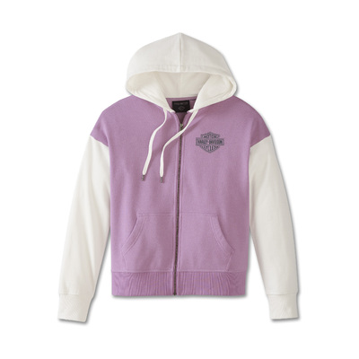 Womens Special Racer Front Zip Front Hoodie - Colorblocked/Lavender Herb