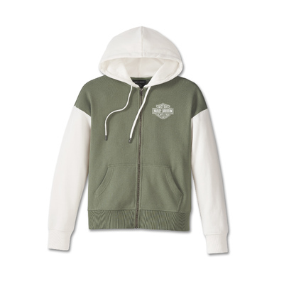 Womens Special Racer Front Zip Front Hoodie - Colorblocked/Oil Green
