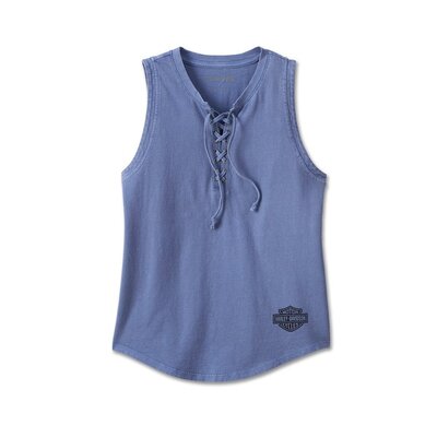 Womens Throttle Lace-Up Tank - Colony Blue