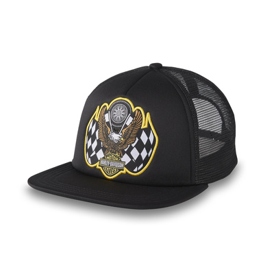 Trophy Bar &amp; Shield Adjustable Trucker Cap - Harley Black - OSFM