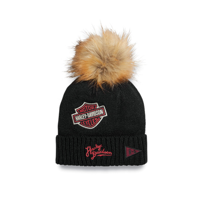 Womens Full Speed Pom Pom Hat - Black Beauty - OSFM