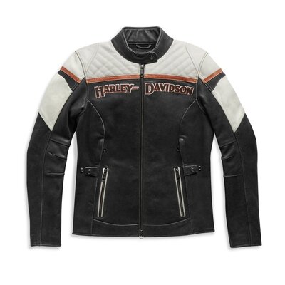 Womens H-D Triple Vent Miss Enthusiast II Leather Jacket - Colorblock