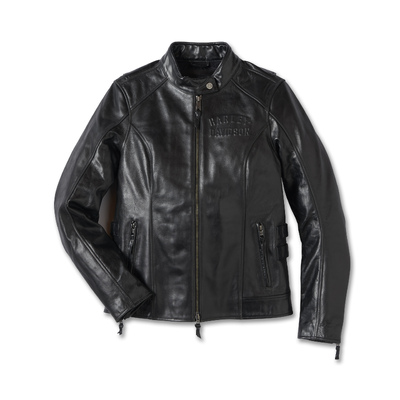 Womens H-D Flex Layering System Café Racer Leather Jacket Outer Layer - Black