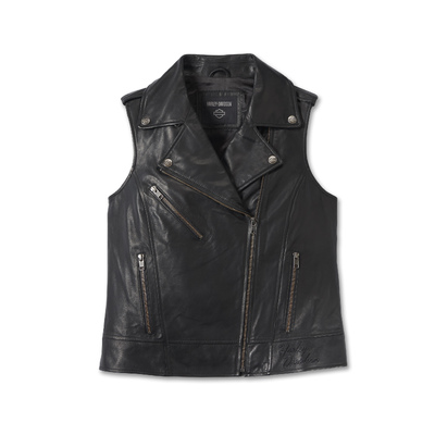 Womens Eclipse Leather Vest - Black