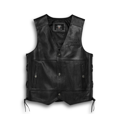 Harley-Davidson Mens Tradition II Leather Vest - Black