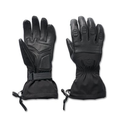 Womens Optimal Mixed Media Gauntlet Gloves - Black