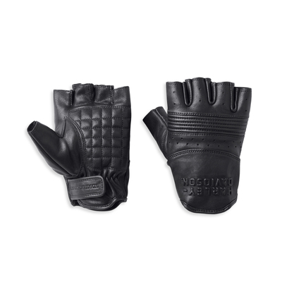 Harley-Davidson Mens Oakbrook Fingerless Leather Glove - Black