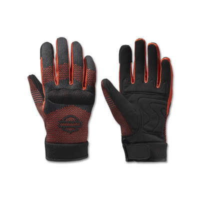 Harley-Davidson Women&#39;s Dyna Knit Mesh Gloves - Black &amp; Vintage Orange