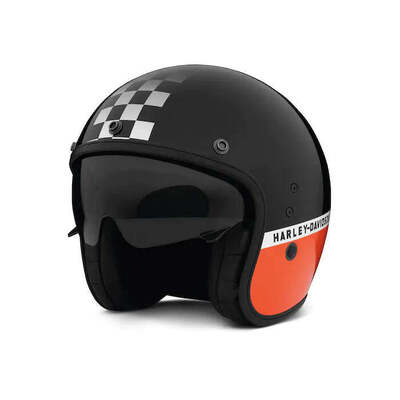 Harley-Davidson Apex Sun Shield X14 3/4 Helmet - Black/Orange