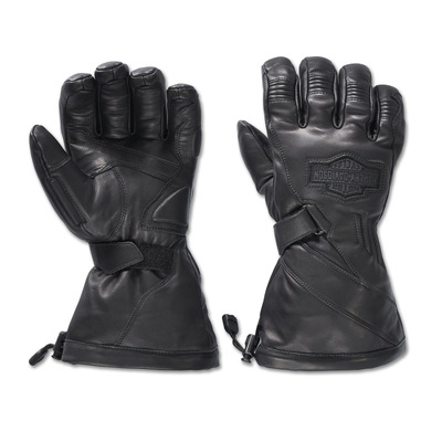 Harley-Davidson Circuit II Waterproof Leather Gauntlet Mens Gloves - Harley Black