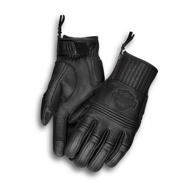 Harley-Davidson Mens Layton Perforated Leather Gloves - Black