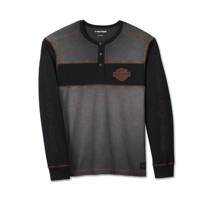 Harley-Davidson Mens Iron Bond Henley - Colorblocked - Light Grey