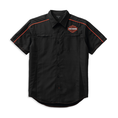Harley-Davidson Mens Performance B&amp;S Shirt - Black &amp; Orange
