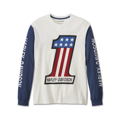 Mens No.1 Racing Long Sleeve Tee - Bright White