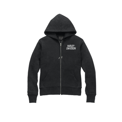 Womens Special Bar &amp; Shield Zip Front Hoodie - Black Beauty