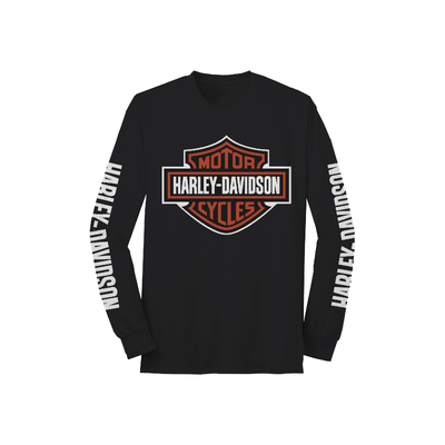 Mens Bar &amp; Shield Long Sleeve Graphic Tee - Black