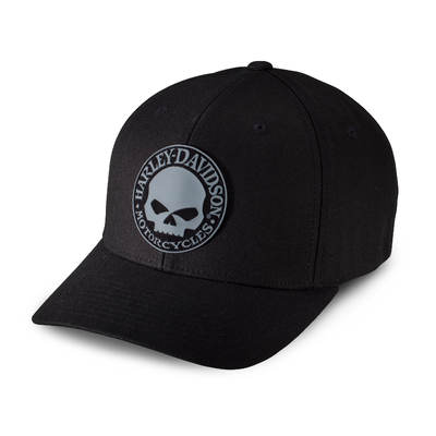 Rubber Willie G Skull Patch Stretch Cap - Black