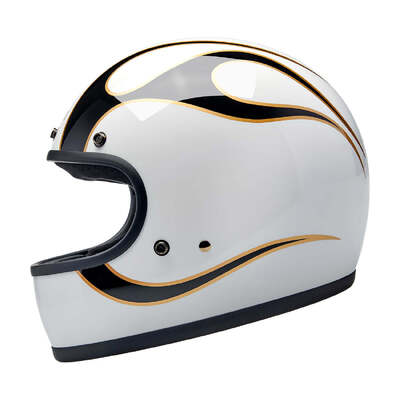 Biltwell Gringo ECE R22.06 Helmet - Gloss White/Black Flames