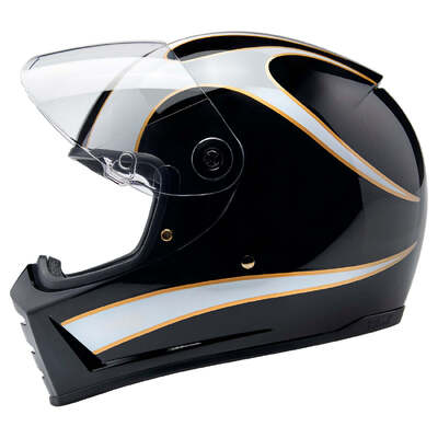 Biltwell Lane Splitter ECE R22.06 Helmet - Gloss Black/White Flames