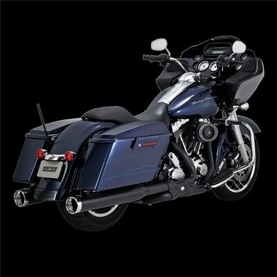 VANCE &amp; HINES V&amp;H MONSTER ROUND S/O BLK/CHROME TIP TOURING 17-20